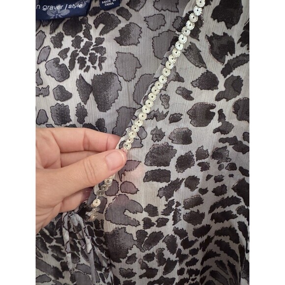 Susan Graver Women's Animal Print Blouse w/ Tank Top Set 2X Plus Size Dressy - Picture 3 of 6